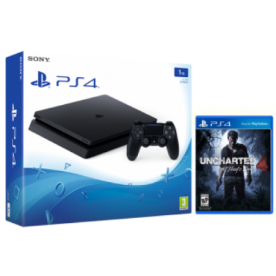 Sony Playstation 4 Slim 1Tb Black Игровая консоль + UNCHARTED 4: A THIEF'S END (PS4)
